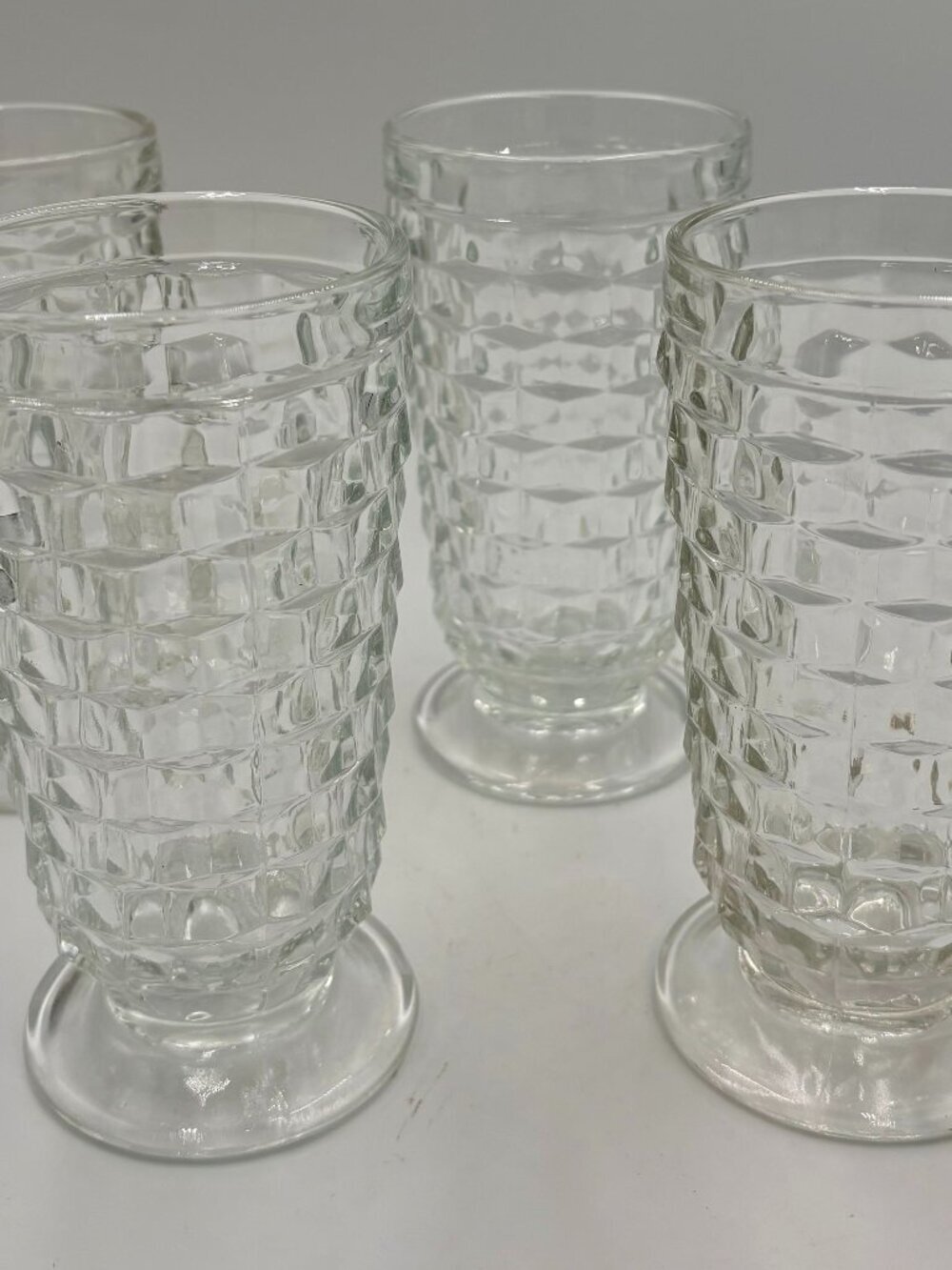 Vintage Whitehall Cubist Glasses – Set of 4 | Clear Glass Water/Iced Tea Tumbler